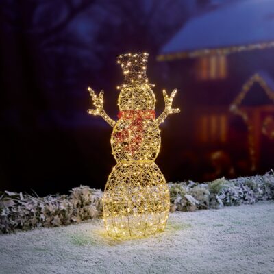 1.1m Golden Elegance Twist Snowman with 300 Warm White LEDs