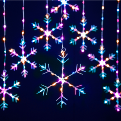 1.2m x 1.2m Snowflake Curtain Light with 320 Aurora Rainbow LEDs