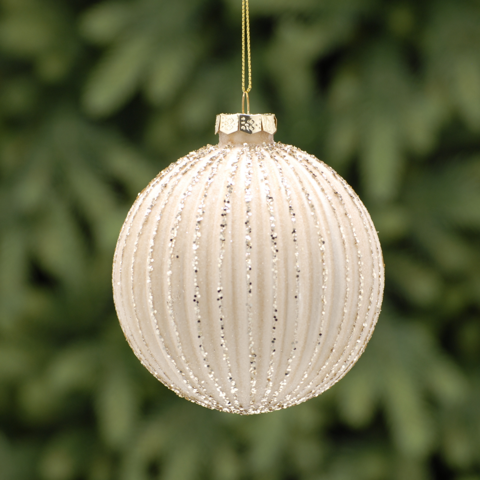 10cm Matt Gold Segment Glass Bauble Christmas Tree Decoration