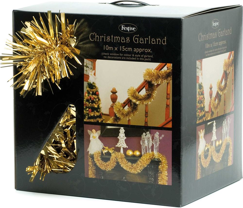 10m Chunky Gold Christmas Tinsel Garland