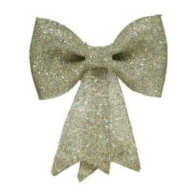 14cm Small Gold Glitter Bow Christmas Tree Decoration