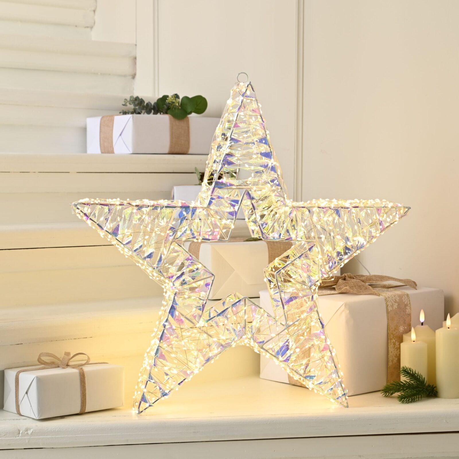 1m Giant Warm White Micro LED Standing Christmas Shimmer Star with 1800 Lights