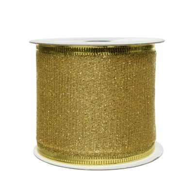 2.7m Light Gold Glitter Christmas Ribbon