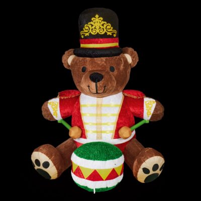 2.7m Plush Teddy Bear Drumming Nutcracker Christmas Inflatable with LEDs