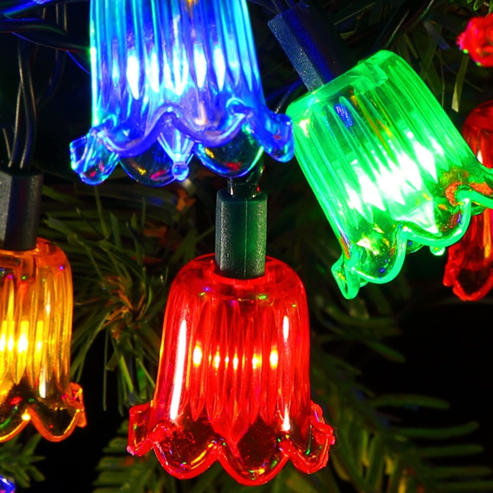 20 Classic Canterbury Bells Multi Coloured Battery Operated LED Christmas Lights