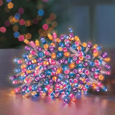 200 Rainbow Supabrights Multi Action LED String Lights on Clear Cable with Timer