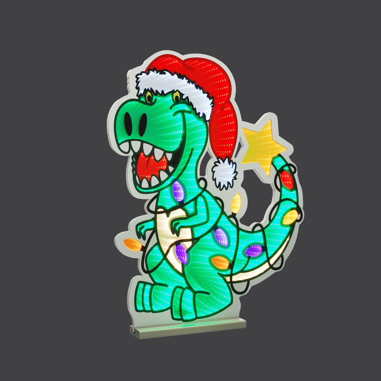 20cm Dinosaur Wrapped in Fairy Lights Christmas Infinity Light