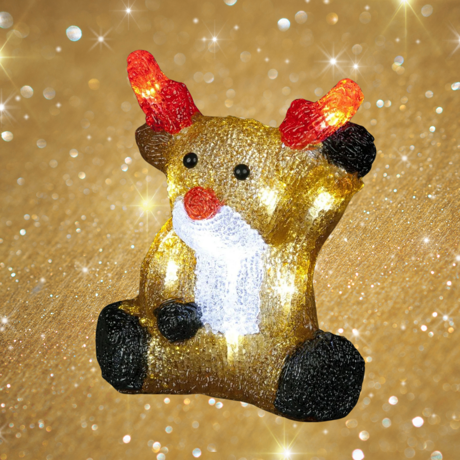 23cm Reindeer Waving Battery Operated Christmas Acrylic