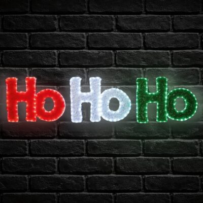 2m Flashing Tinsel Ho Ho Ho Rope Light with 288 Multi Coloured LEDs