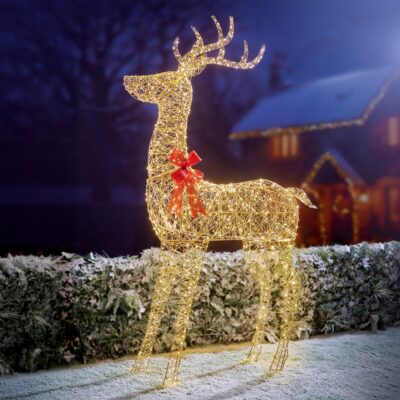 2m Golden Elegance Twist Tall Standing Stag with 1000 Warm White LEDs
