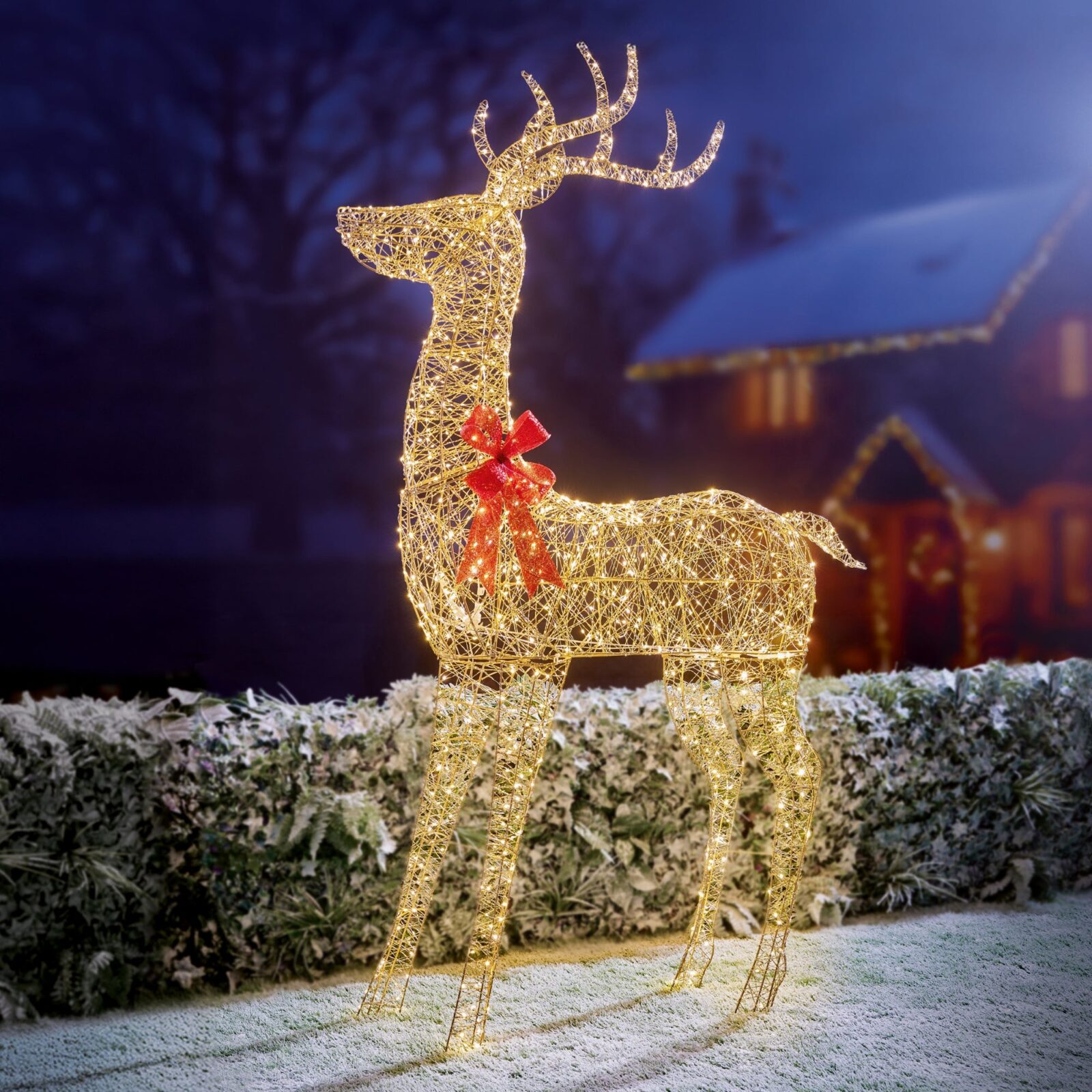 2m Golden Elegance Twist Tall Standing Stag with 1000 Warm White LEDs