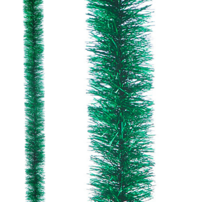 2m Green Fine Cut Christmas Tinsel