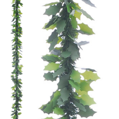 2m Green Holly Slim Cut Christmas Tinsel