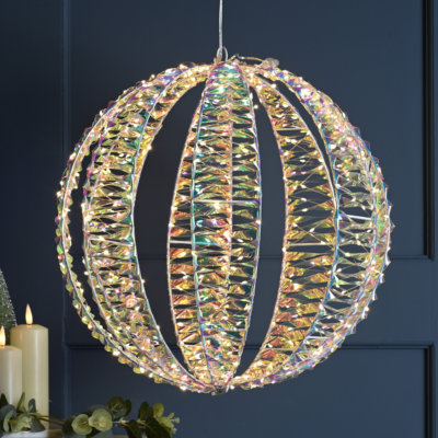 30cm LED Open Iridescent Sphere with 300 Multi Action Warm White LEDs