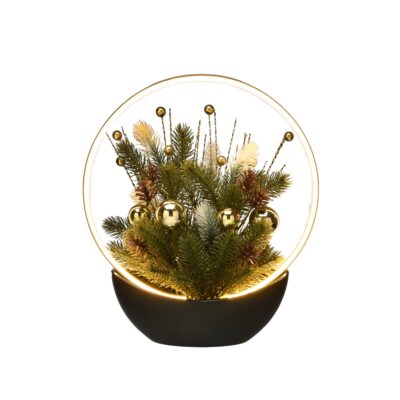 35cm Lit Christmas Silver Ball Arrangement with Warm White LEDs