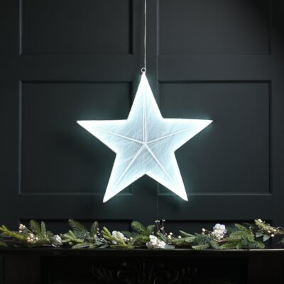 38cm Neon Flex Shimmer Glow Christmas Hanging Star with 164 Warm White LEDs