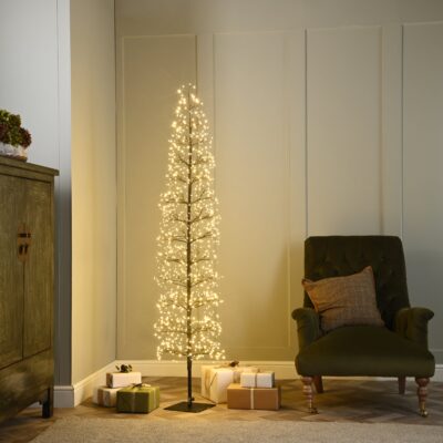 3ft Black Microdot Starburst Slim Christmas Tree with 438 Twinkling Warm White LEDs