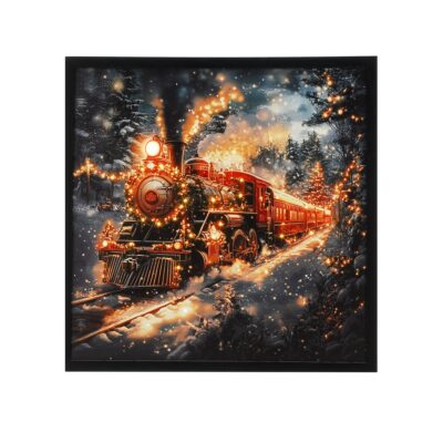 40cm Christmas Train Scene Fibre Optic Frame Battery Operated