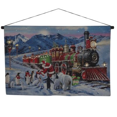 40cm Santa Express North Pole Christmas Scene Hanging Wall Tapestry