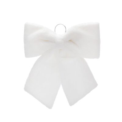 44cm White Faux Fur Christmas Bow