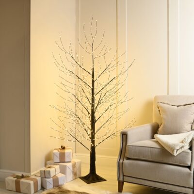 4ft Black Microdot Christmas Tree with 500 Static Warm White Dewdrop LEDs
