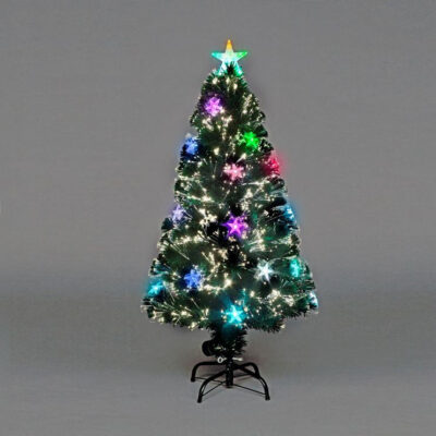 4ft Green Cosmos Fibre Optic Colour Changing Christmas Tree