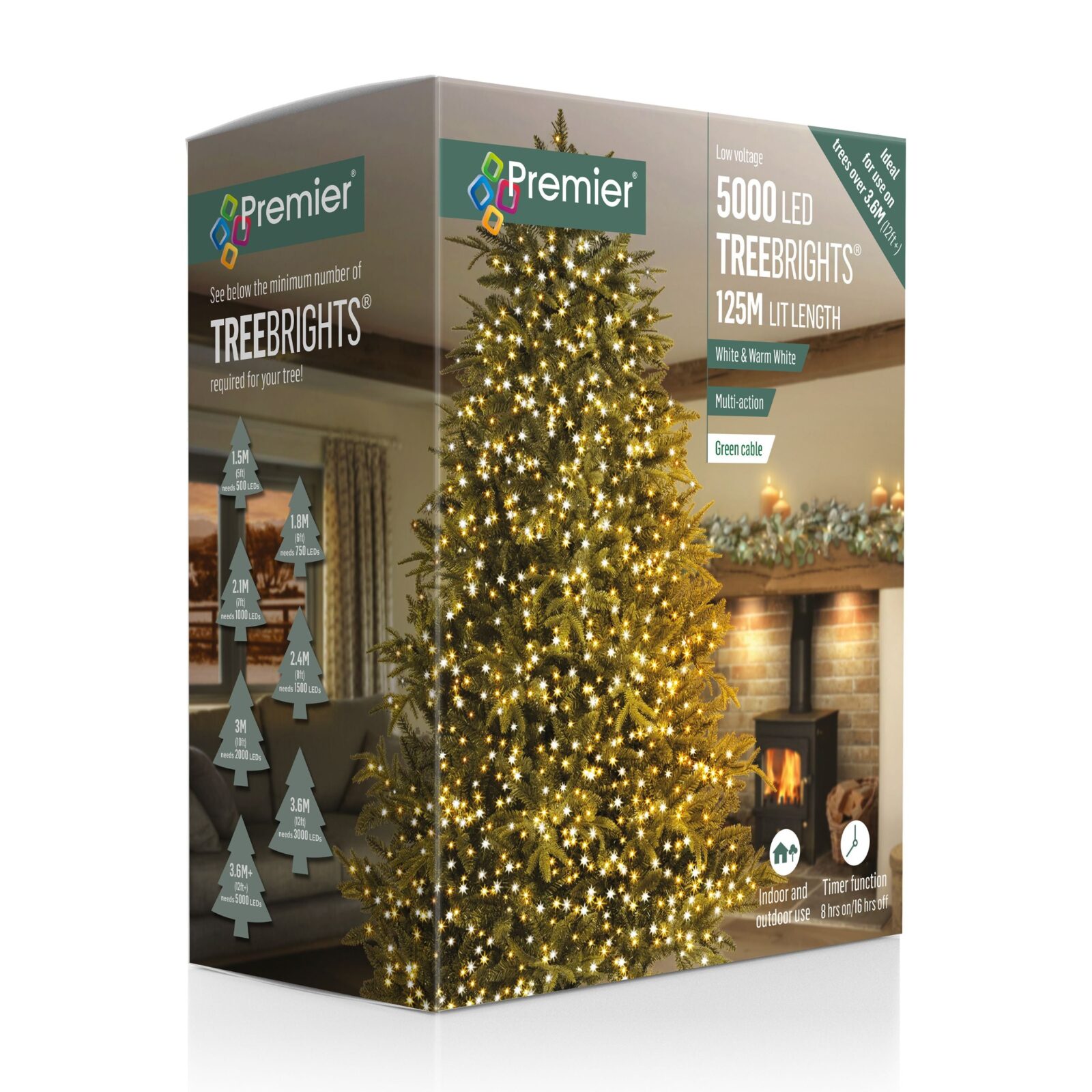 5000 White & Warm White Treebrights Multi Action LED Lights with Timer