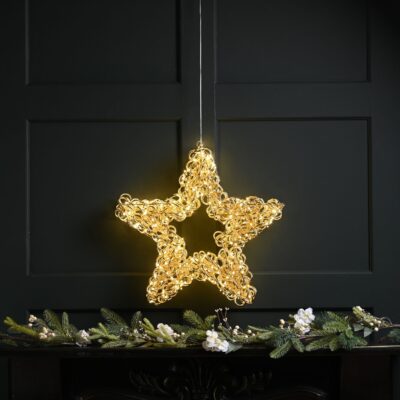 50cm Gold Spiral Twirl Christmas Star with 500 Warm White LEDs