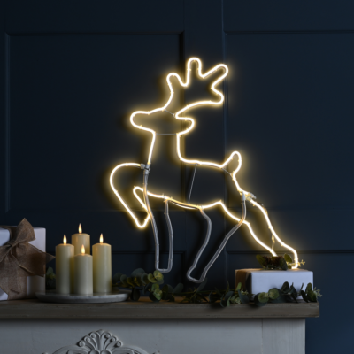 59cm Neon Flex Animated Reindeer with Running Effect 343 Warm White LEDs