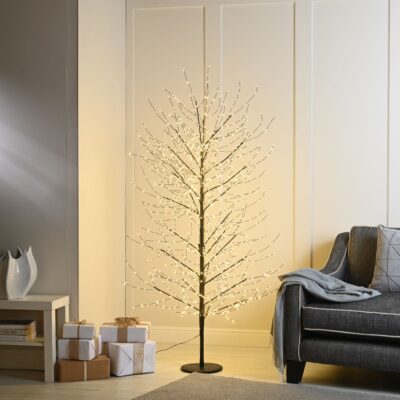 5ft Black Twinkling Microdot Christmas Tree with 500 Warm White LEDs