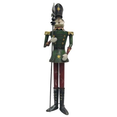 5ft Green and Red Metal Nutcracker Soldier Commercial Christmas Display Prop