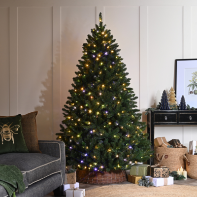 5ft Pre Lit Cedar Ridge Fir Christmas Tree with 240 Colour Changing LEDs