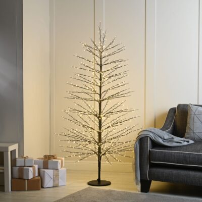 5ft Twinkling Black Microdot Christmas Tree with 900 Warm White LEDs