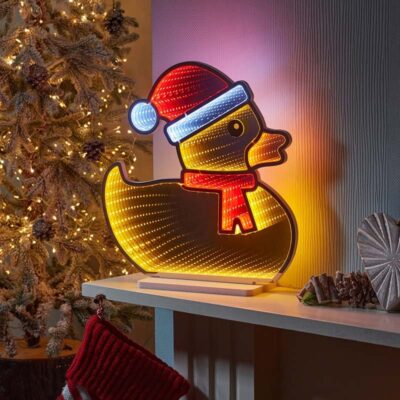 60cm Festive Rubber Duck Magical Christmas Infinity Light