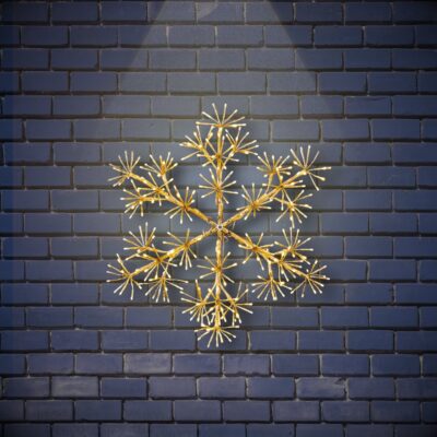 60cm Gold Starburst Snowflake Light with Warm White LEDs