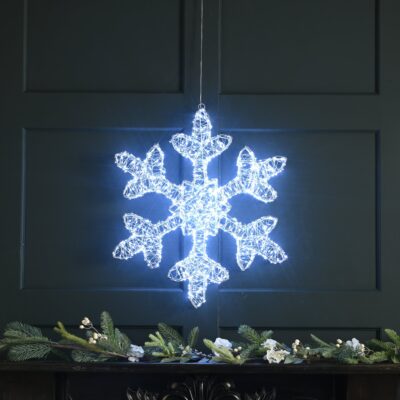 60cm Lit Silver Christmas Snowflake with 1440 White Micro LEDs