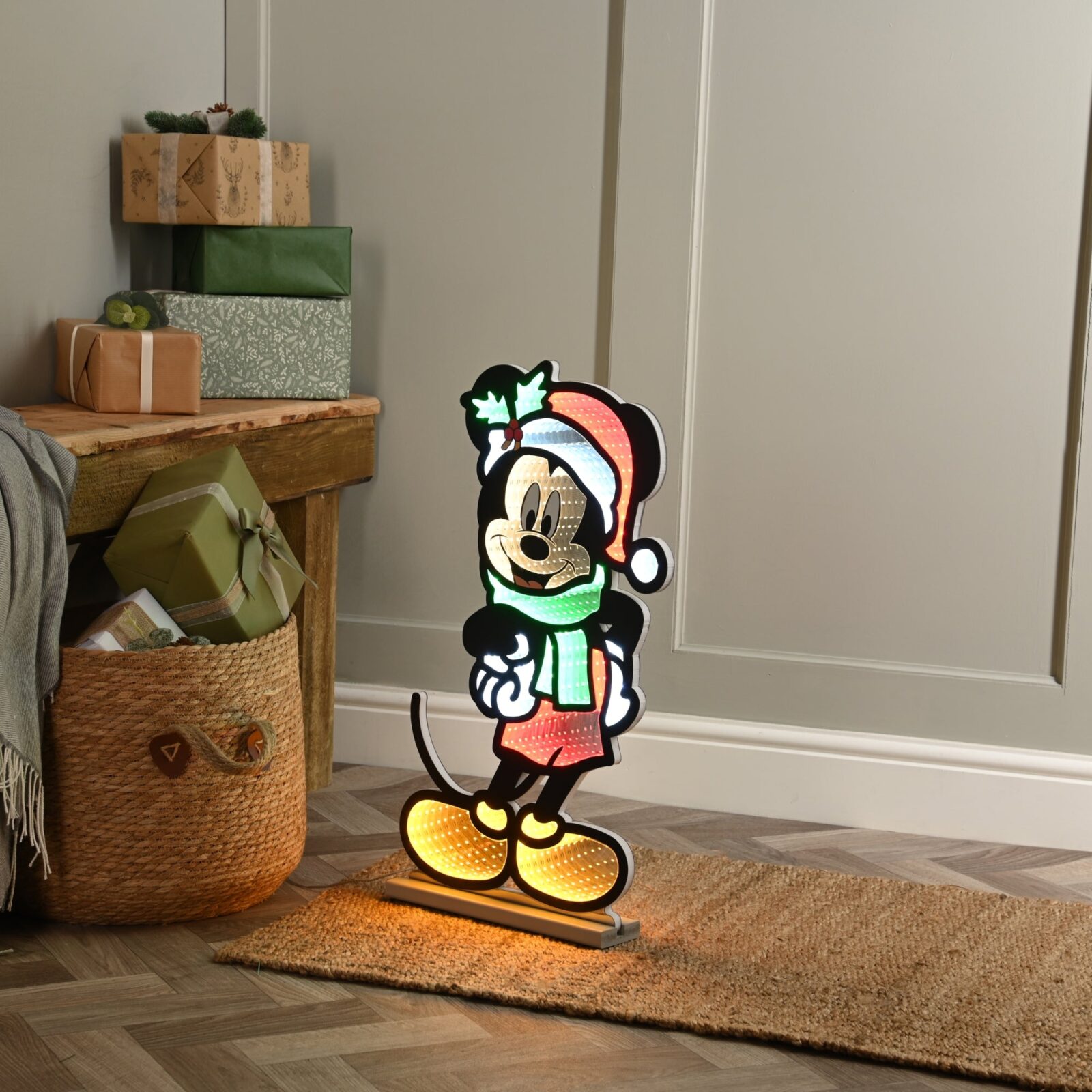 60cm Mickey Mouse with a Santa Hat Disney Christmas Infinity Light