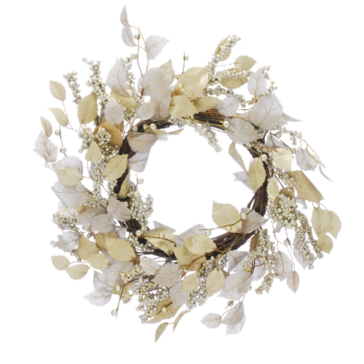 60cm Silver and Gold Luxury Christmas Wreath with Gold Berries