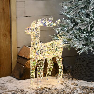 60cm Warm White Micro LED Shimmer Standing Christmas Reindeer