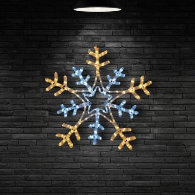 66cm Flashing Snowflake Rope Light with 216 White & Warm White LEDs