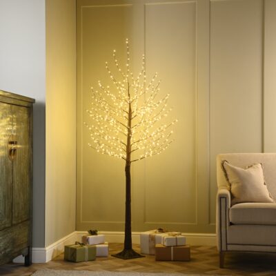 6ft Brown Twig Christmas Tree with 576 Warm White LEDs