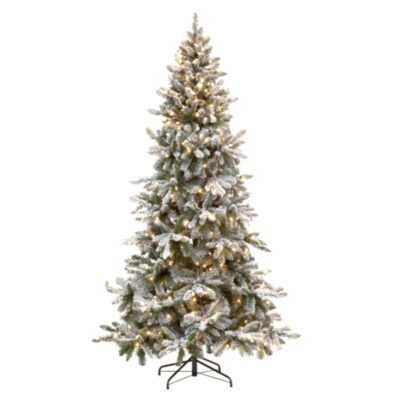 6ft Majestic Snowy Pine Pre Lit Artificial Christmas Tree with 300 Warm White LEDs