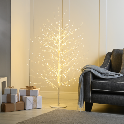 6ft Twinkling White Microdot Christmas Tree with 1,300 Warm White LEDs