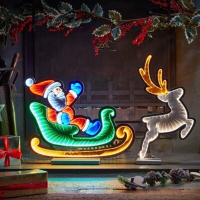 75cm Santa and Sleigh Magical Christmas Infinity Light