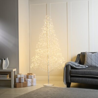 7ft White Microdot Starburst Christmas Tree with 1800 Twinkling Warm White LEDs