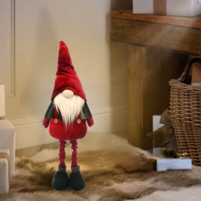 87cm Red and Green Plush Standing Christmas Gonk in Red Hat
