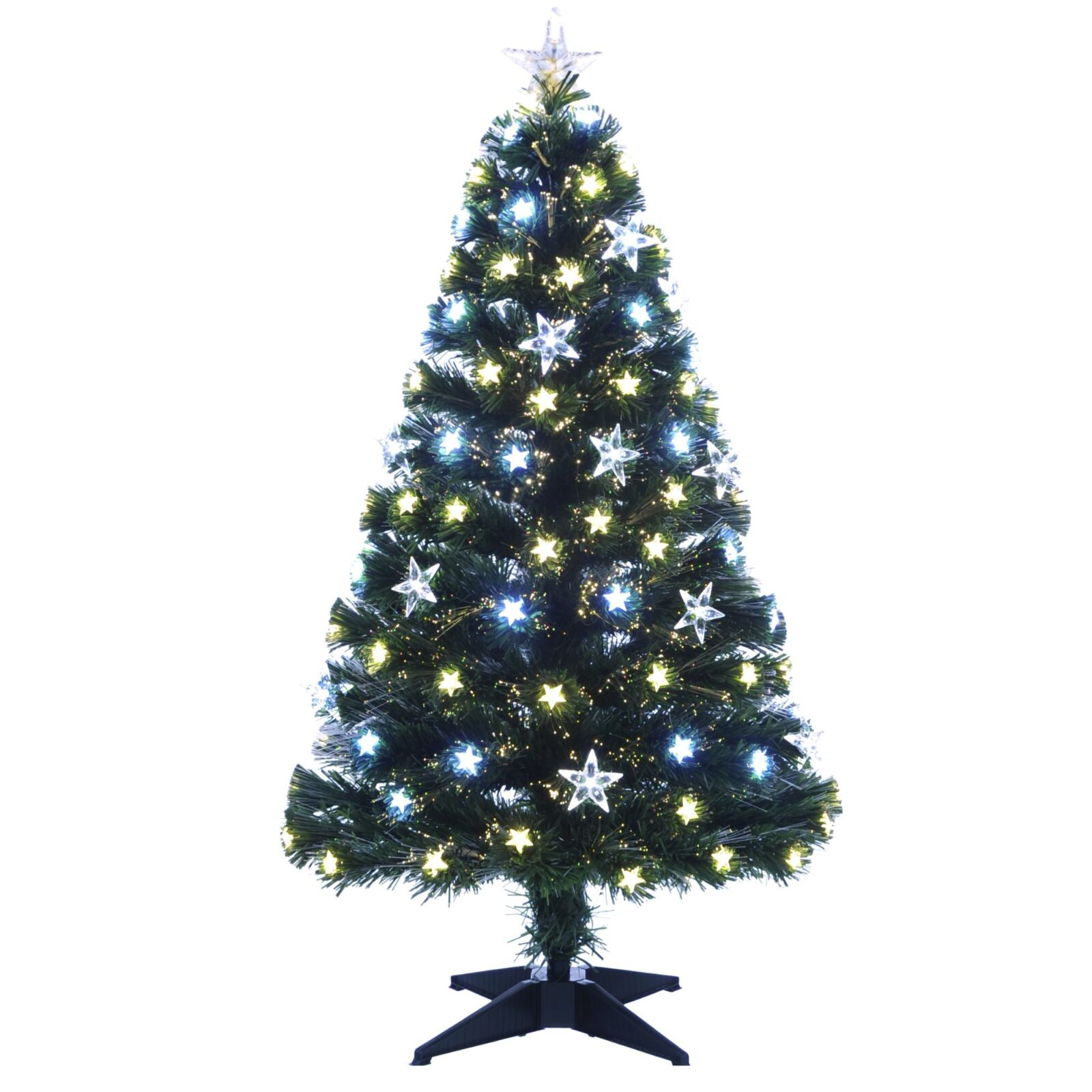 90cm White and Warm White LED Fibre Optic Stars Christmas Tree