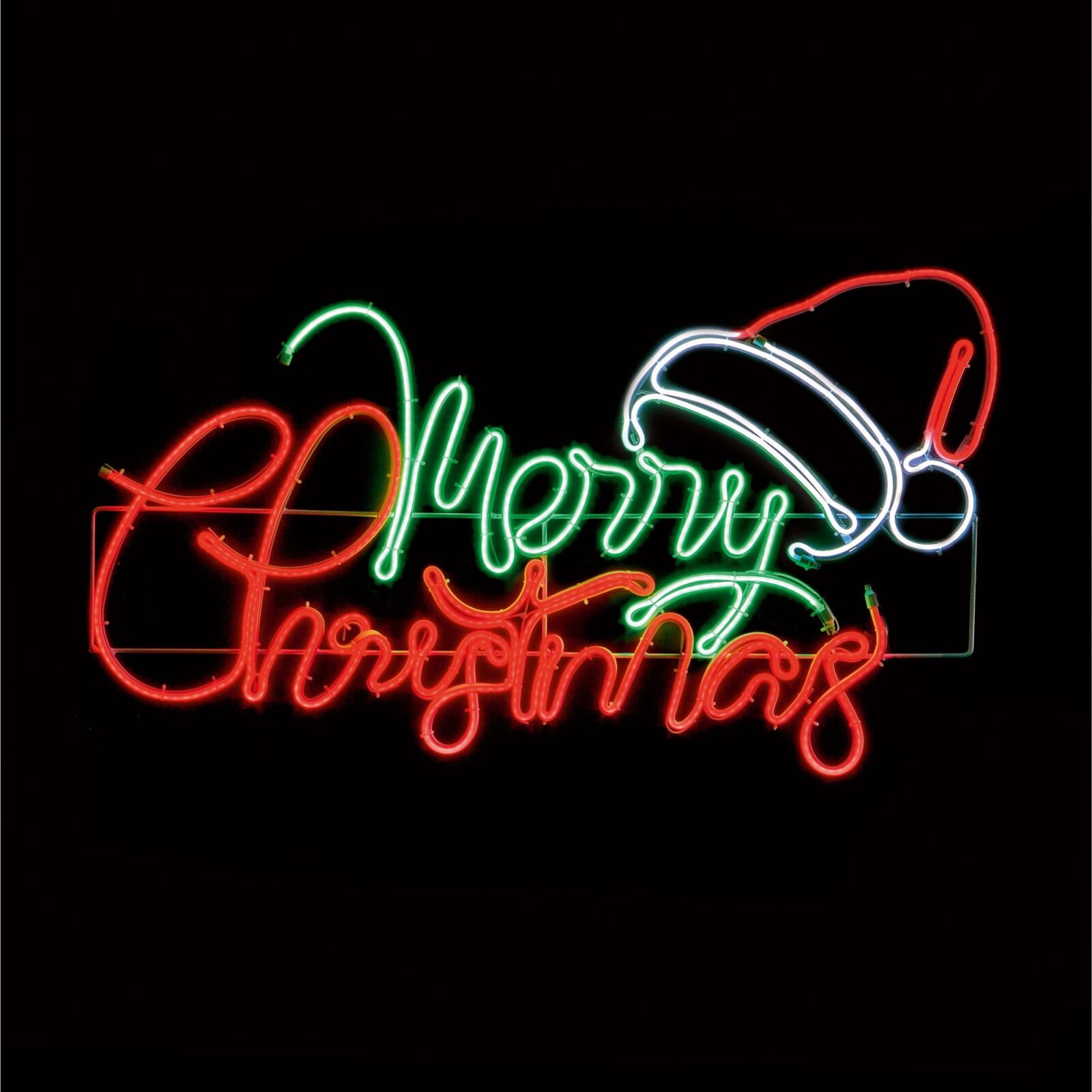 94cm Neon Lit 'Merry Christmas' with Santa Hat Sign with 1022 LEDs