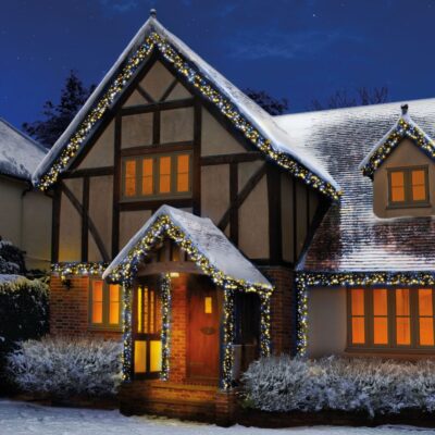 960 White and Warm White Multi Action Cluster Lights on Clear Cable