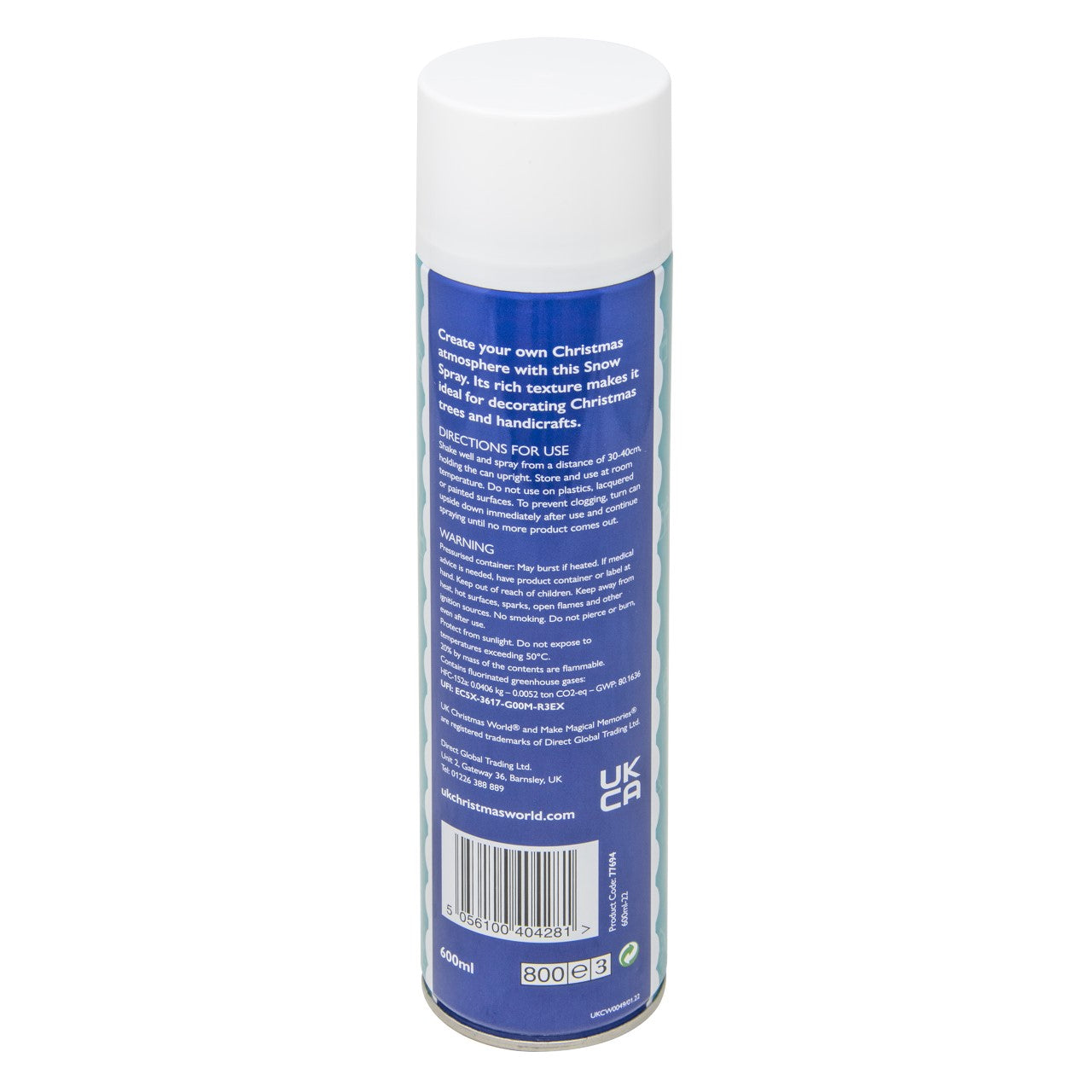 Bulk Pack of 12 600ml Giant Decorative Snow Spray